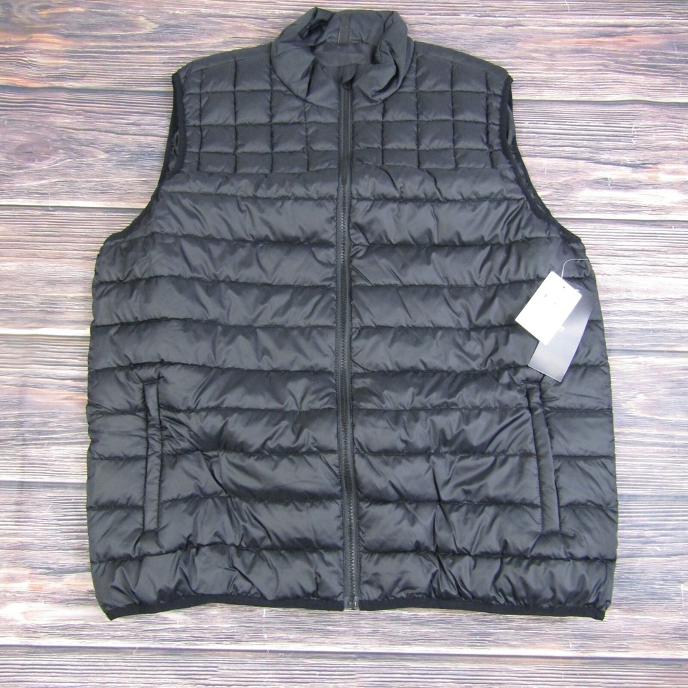 Z by Zella Puffer Vest Mens XL Black Quilted Zip Up RZ460399MN